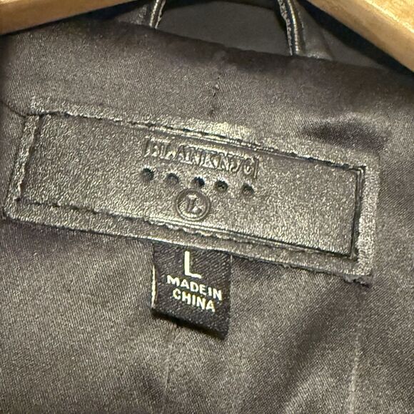 BLANKNYC Black Faux Vegan Leather Double Breasted Blazer Women’s Size Large L - Picture 6 of 11